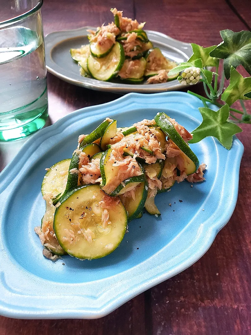 ズッキーニとツナのチーズおかか和え|こはるのスマイルごはんさん