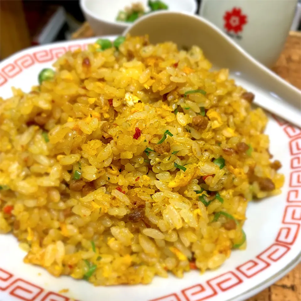 大豆のお肉ミンチでカレー炒飯|にょんにいさん