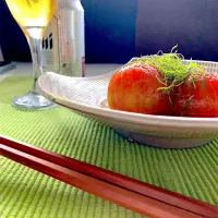 Snapdishの料理写真:ひんやり冷やしトマト🍅の甘酢漬け|もっちぃさん