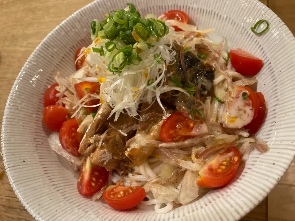 Snapdishの料理写真:鯖とトマトのぶっかけ素麺|Momoka Yaharaさん