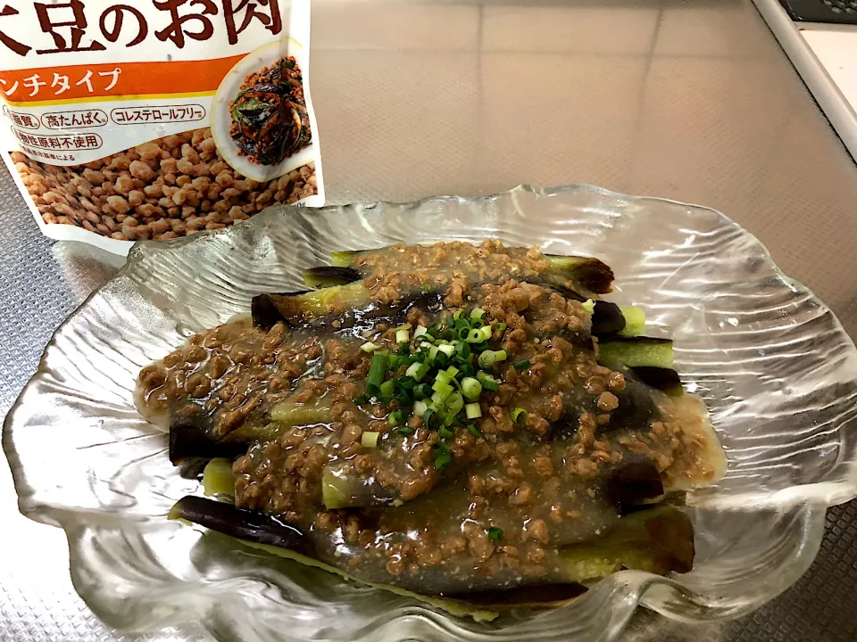 ナスの大豆肉ミンチ餡掛け|ブンタさん