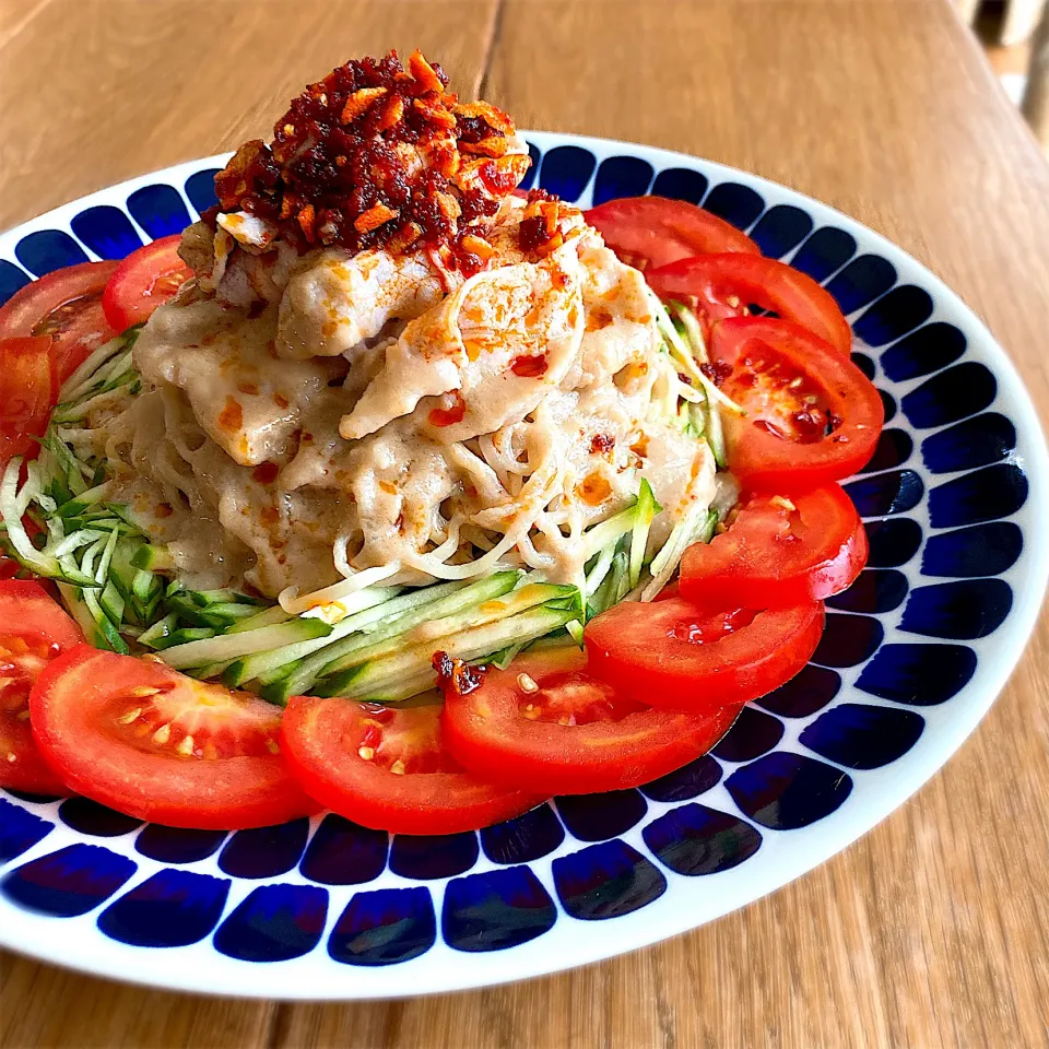 豚しゃぶのっけ胡麻ぽん涼麺|みずほさん