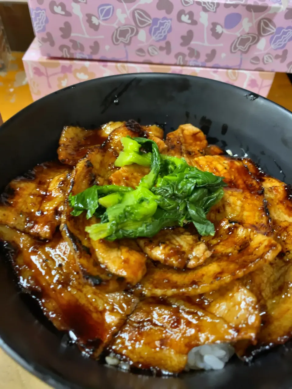 東京都港区新橋ニュー新橋ビル内　豚大学の中盛り豚丼|タカちゃんさん