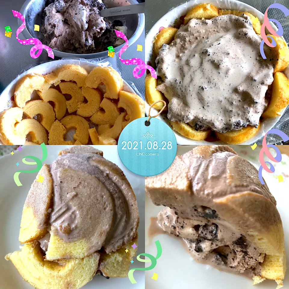 Snapdishの料理写真:オレオクッキー入りアイスケーキ🧁|harutomomamaさん