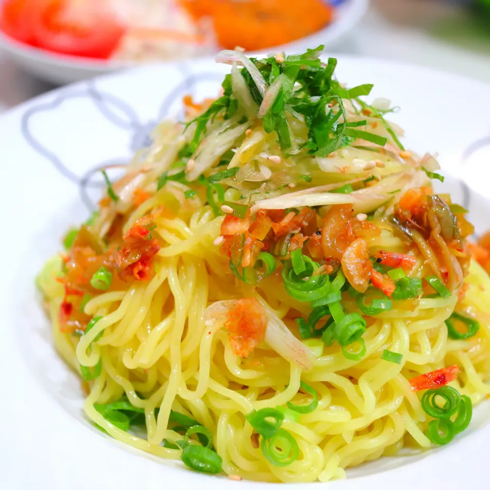 干しえびと搾菜のたれ・あえ麺|まゆさん