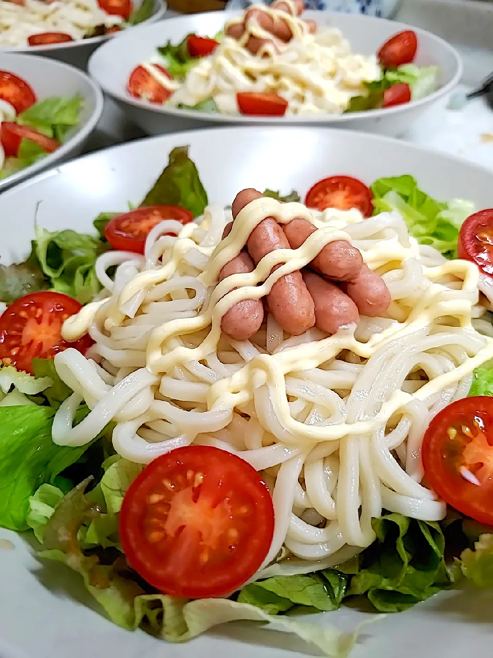 Snapdishの料理写真:簡単サラダうどん|マーサさん