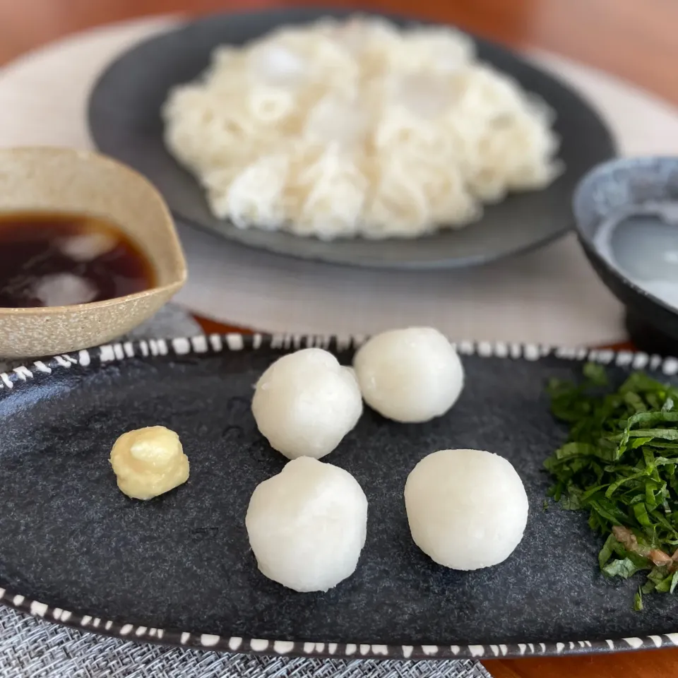 大根おろし、大葉梅のそうめん|なお🅿️さん