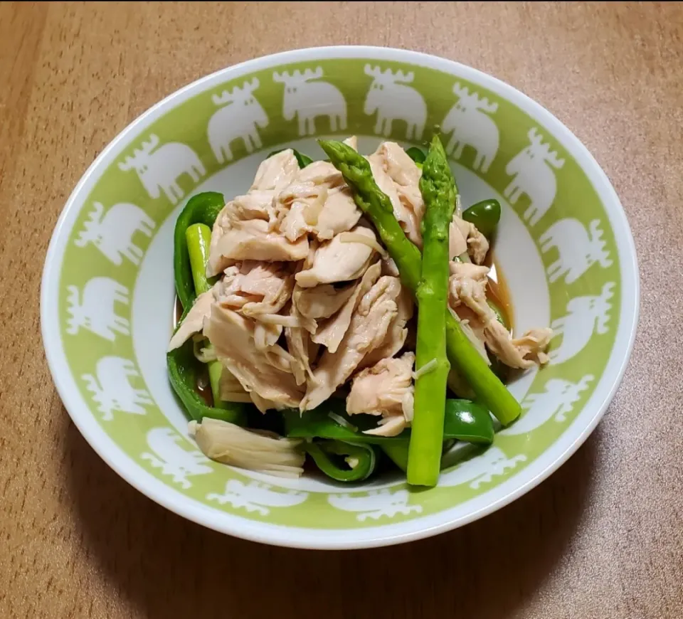 Snapdishの料理写真:ササミと蒸し野菜のワサビぽん酢かけ|ナナさん