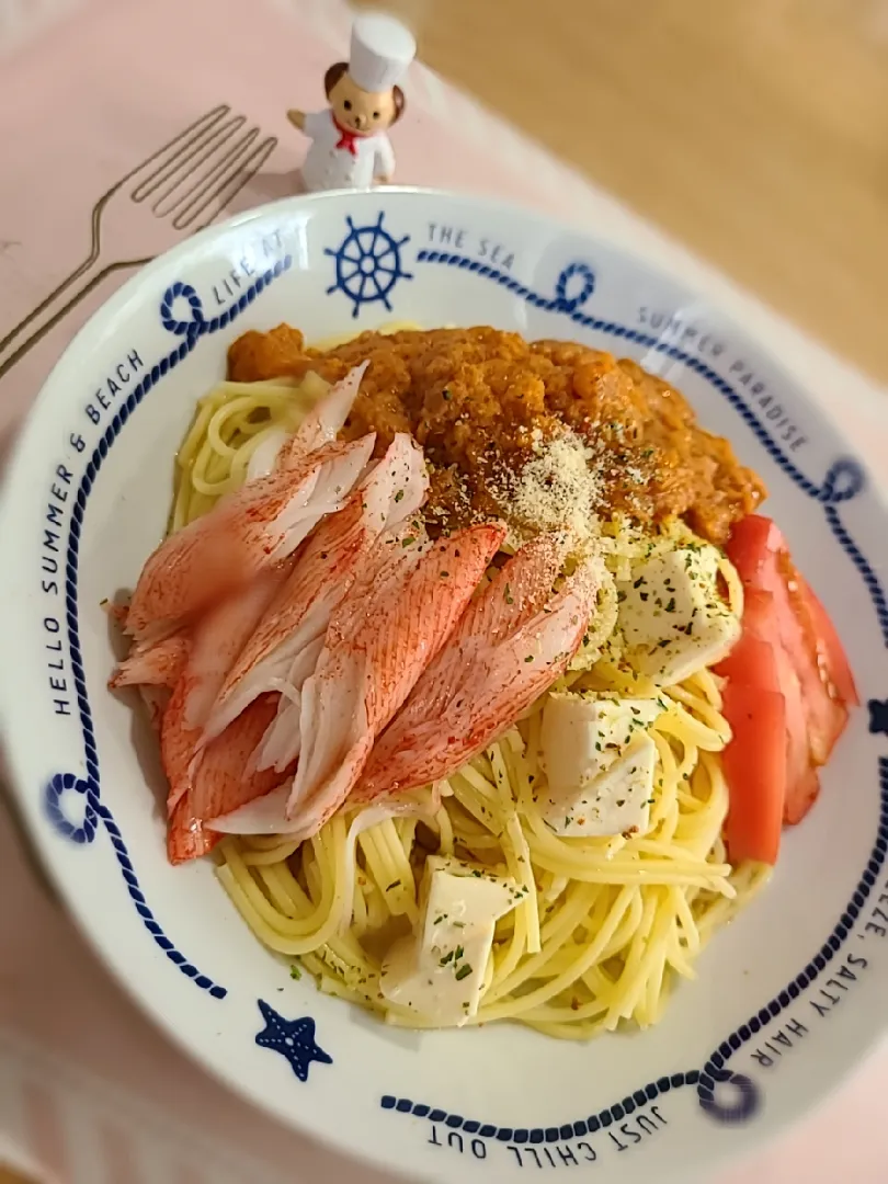 カニカマとクリームチーズの冷製トマトパスタ😋🍝|みぽりん♪さん