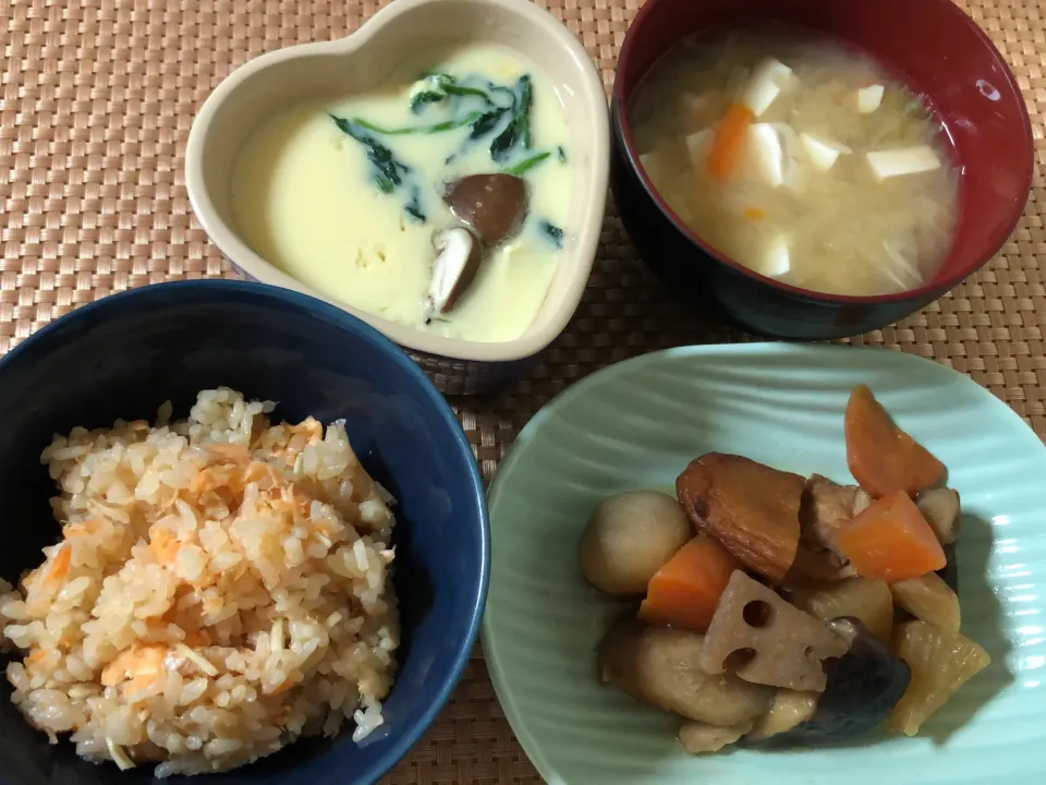 鮭ご飯&茶碗蒸し|ここなりさん