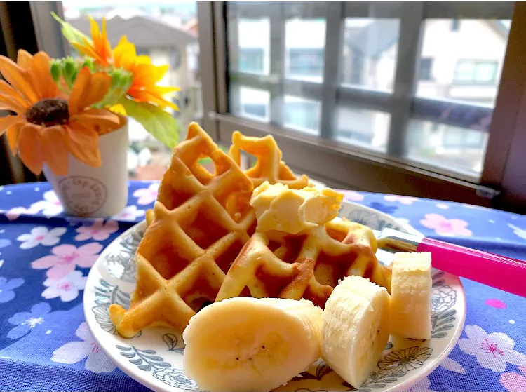 Snapdishの料理写真:ワッフルモーニング♡|ビーグルさん