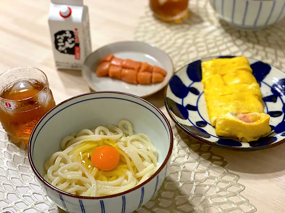 明太釜玉うどん／明太だし巻き卵|ひろさんとゆりさんさん