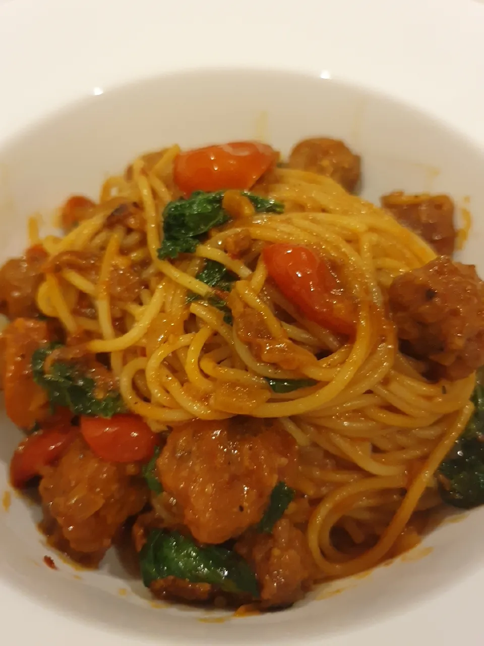 Spagetti with kale and sausages|YCさん