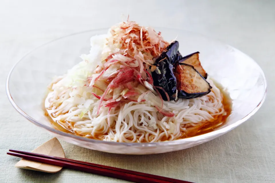 茄子と茗荷のおろし素麺|マユマユさん