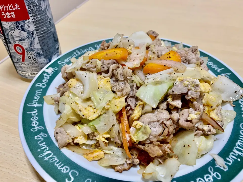 晩ご飯　お肉たっぷりのポン酢野菜炒め|takenbonさん