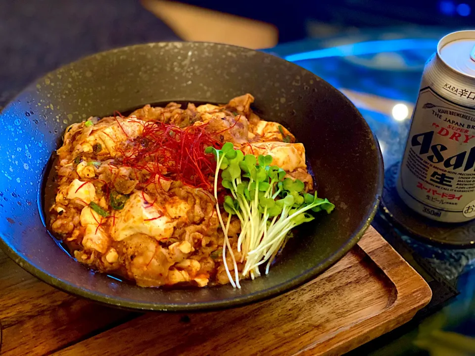 今夜の娘の晩酌ご飯✨　甜麺醤、豆豉醬、豆板醤にたっぷり花椒で辛口麻婆豆腐✨|yokoさん