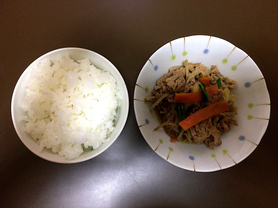 豚肉もやし炒めご飯|ばーさんさん