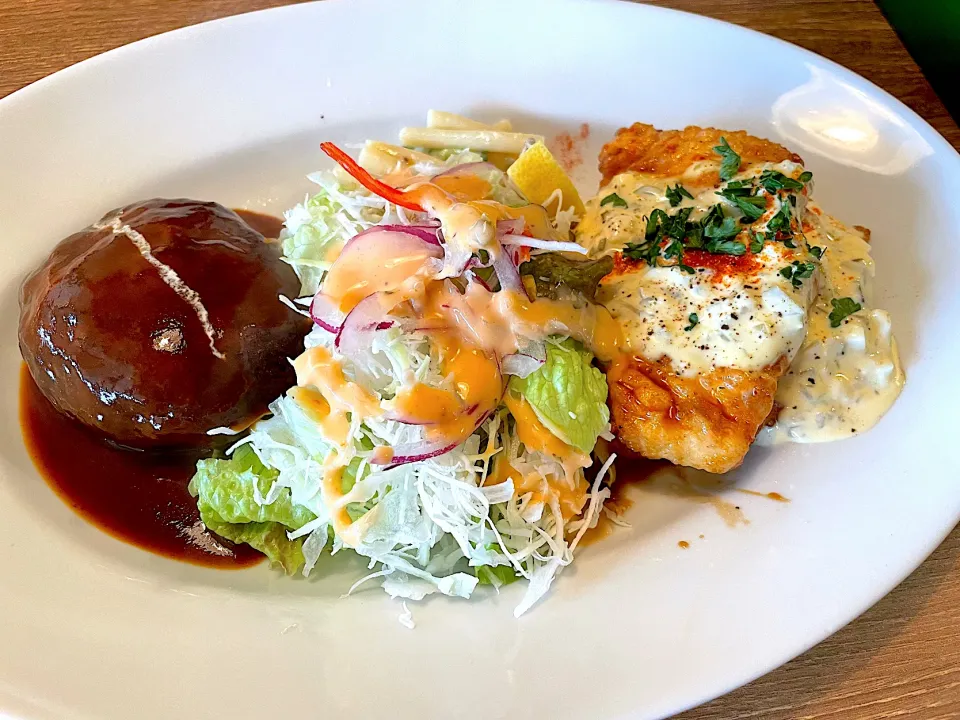 チキン南蛮とハンバーグのランチ|流線形さん