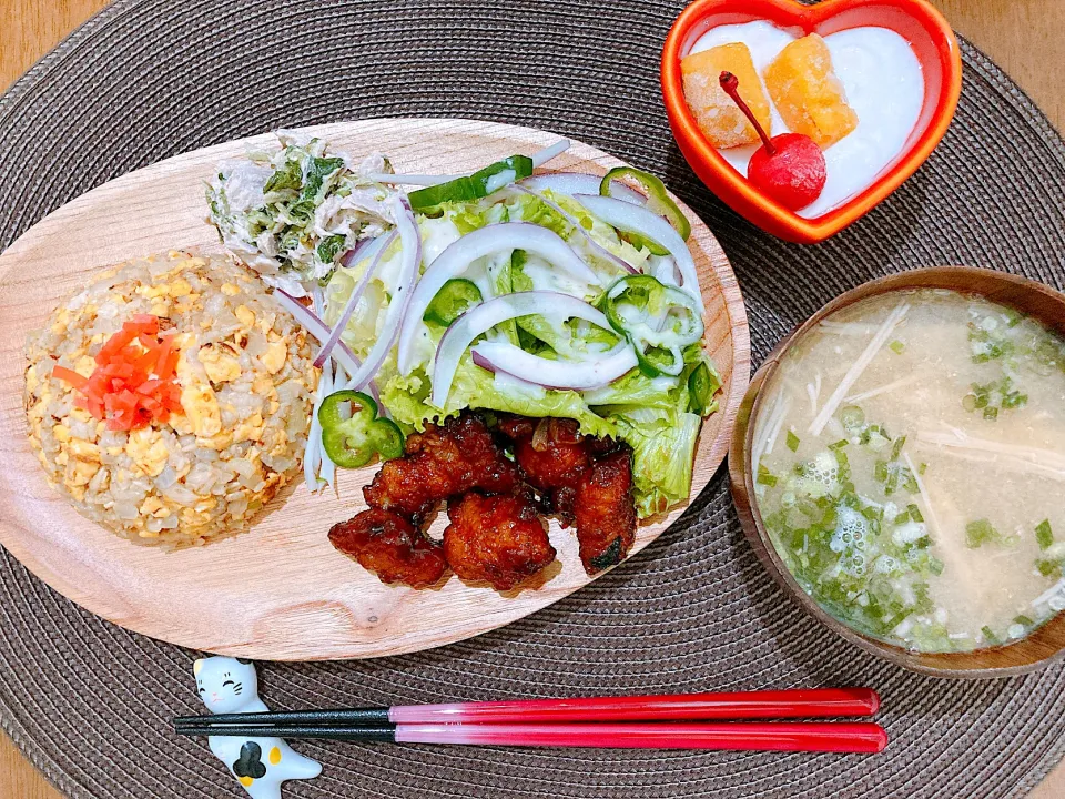 オートミールチャーハンの定食|ゆうかさんさん