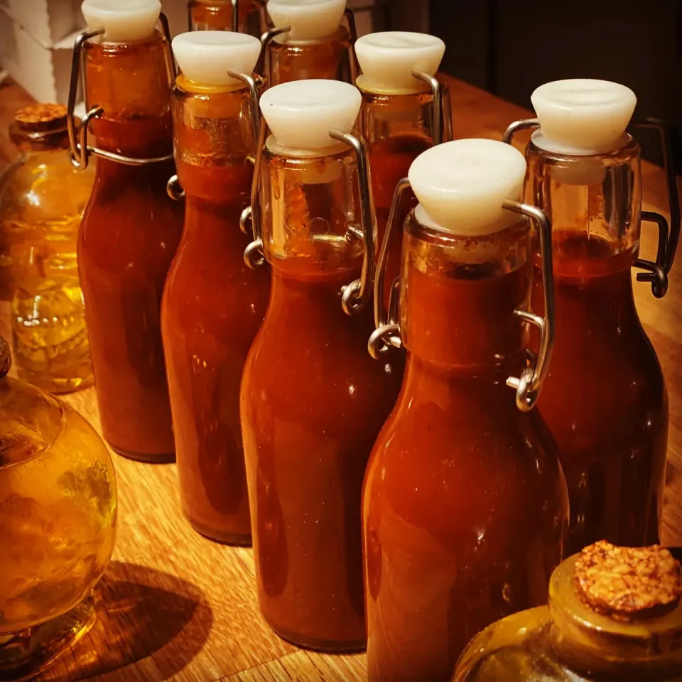 Snapdishの料理写真:‘Doing My own thing’
Homemade Spicy 🥵 BBQ Sauce 
Been simmering slowly all day just bottle up and ready to serve now 
#bbqsauce #homemade 
#chefemanuel 
#makef|Emanuel Hayashiさん