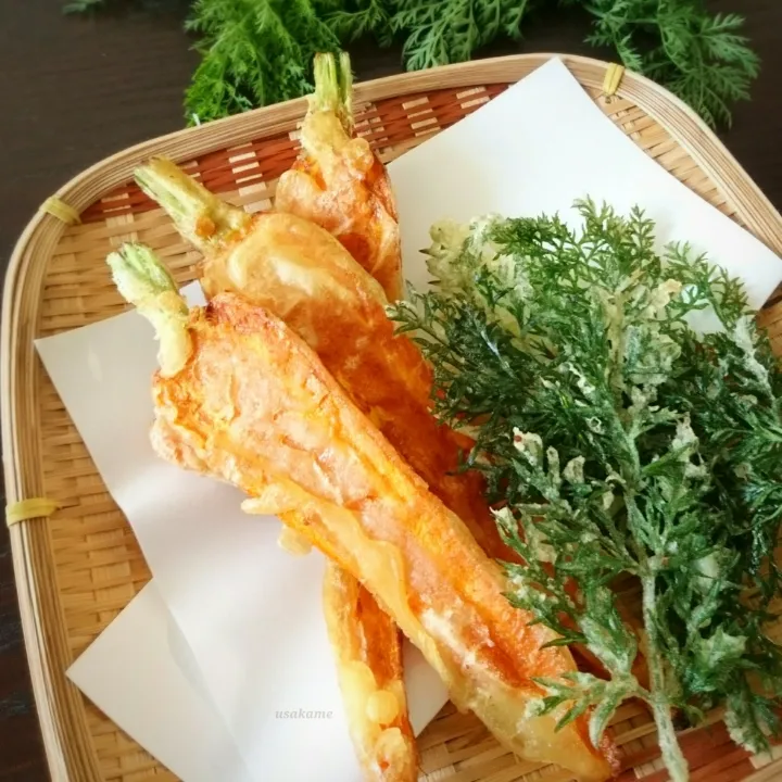 Snapdishの料理写真:🥕にんじんの天ぷら🥕|うさかめさん