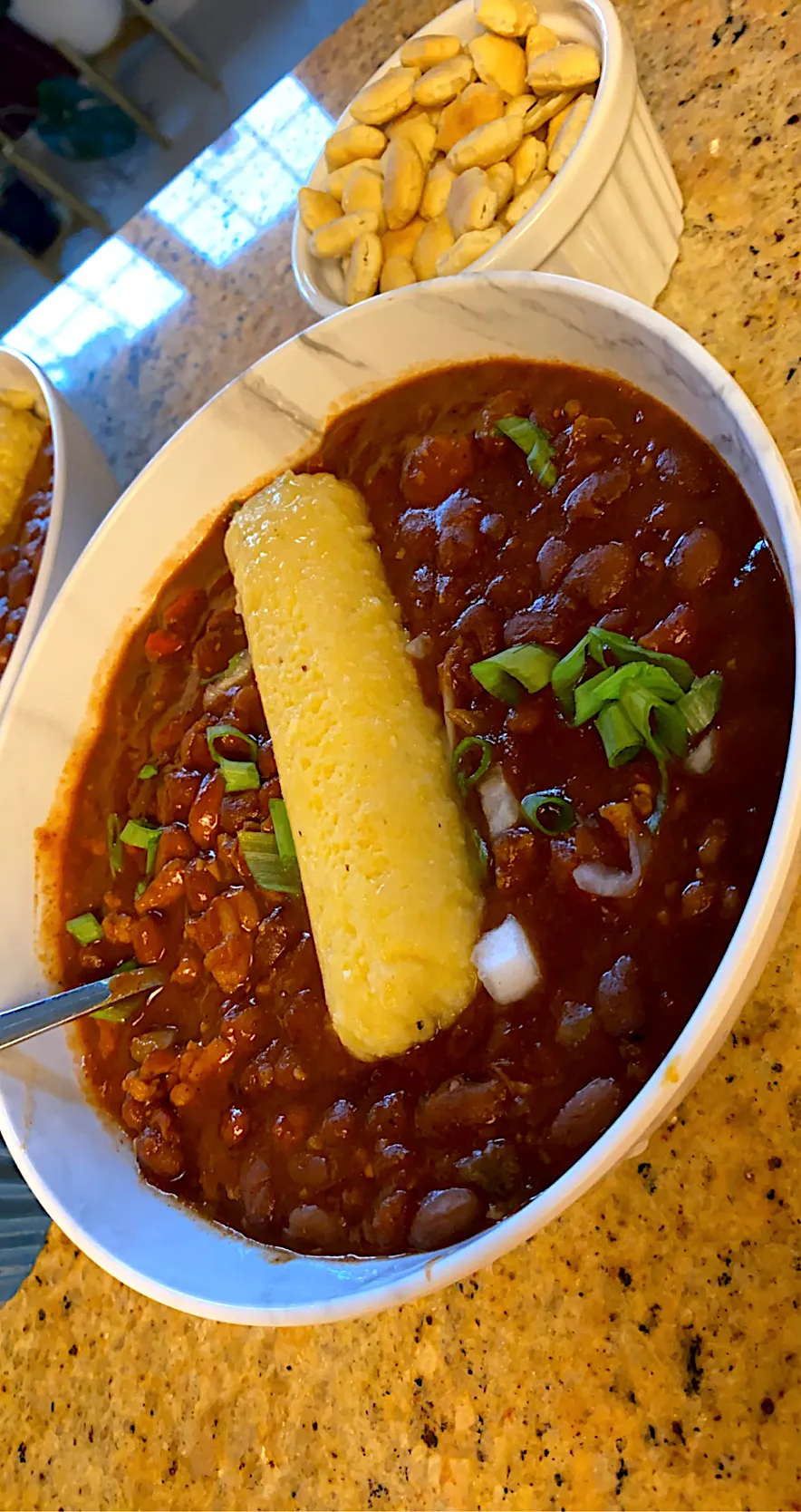 Homemade chili with a hot tamale|Tawanjaさん