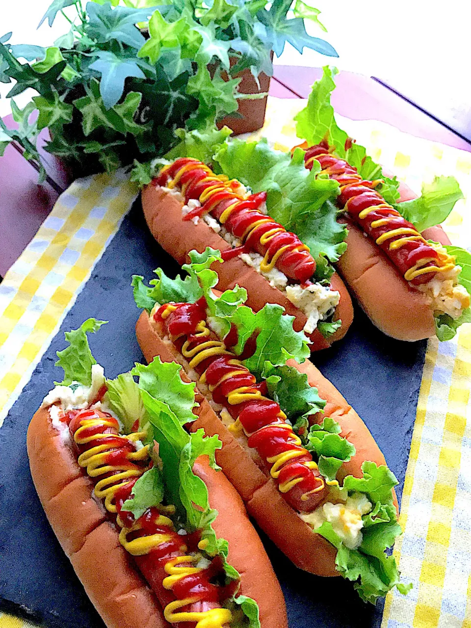 Snapdishの料理写真:マヨ卵とポテサラ2種類のホットドッグ🌭|🌺🌺Foodie🌺🌺さん