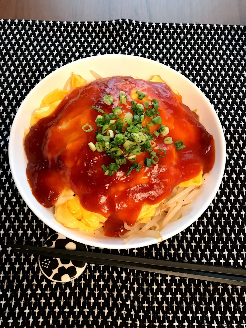 もやしのあんかけ丼|くまとらさん