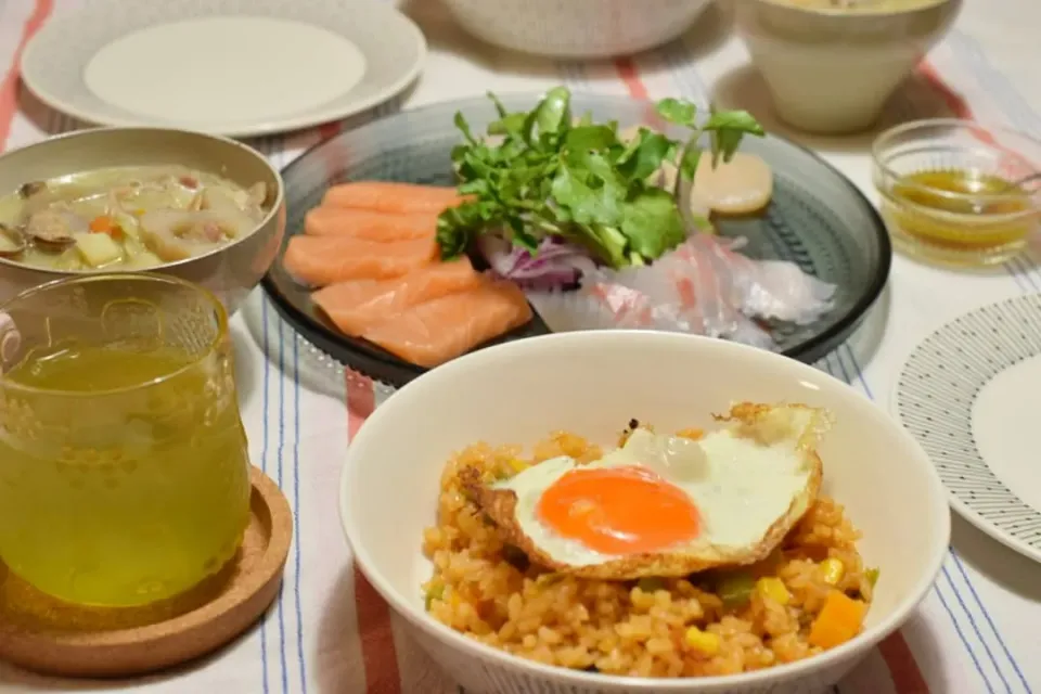 厚切りカルパッチョと炊き込みピラフ|うにんぱすさん