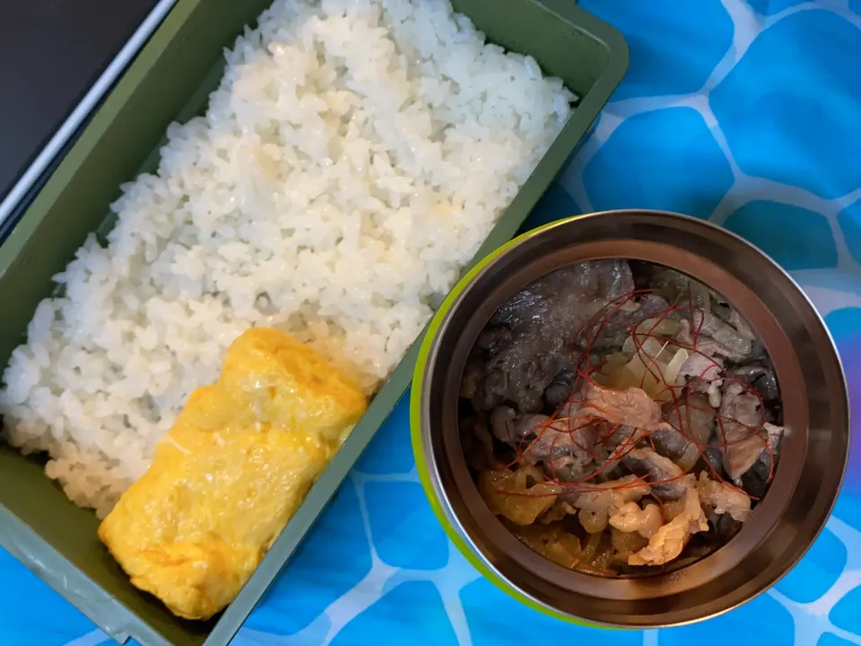 高校生男子弁当210906スープジャーぶっかけ牛丼|あきさん