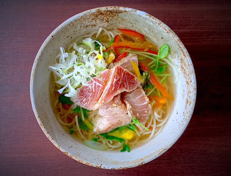 2種の漬けまぐろの温めん|半田手延べそうめんの店 阿波や壱兆さん