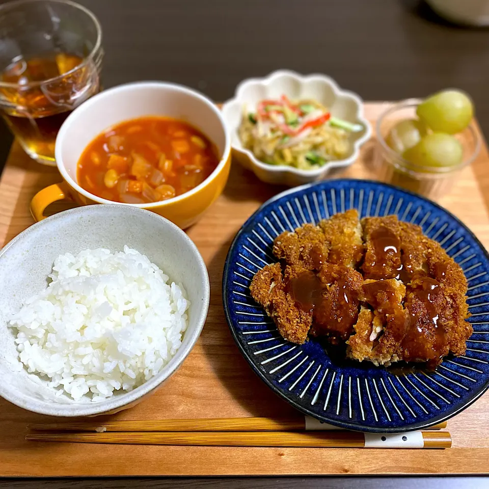 揚げないカツレツ　切り干し大根の酢の物　ミネストローネ|ちぐあささん