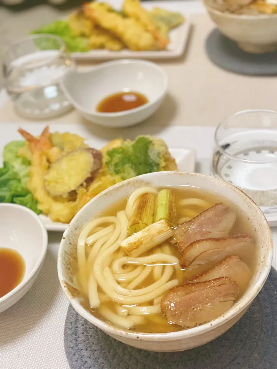 Snapdishの料理写真:鴨そば(うどん)＆てんぷら|たらこさん