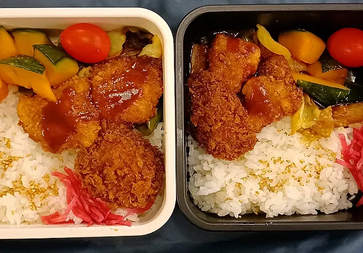 野菜炒めカレー味の上にいろいろ乗せてインチキ弁当|ぱいんてーるさん