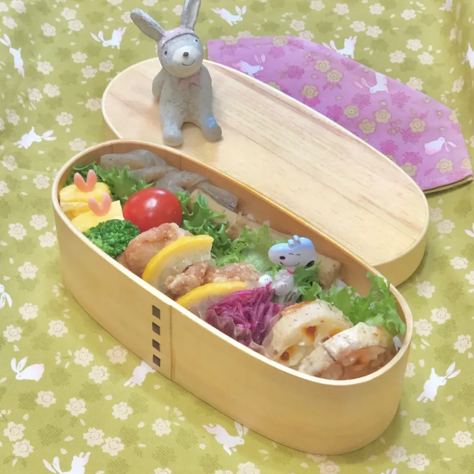 鶏モモ塩唐揚げ☘の❤️ちゃんお弁当　8/27金|sweet homeさん