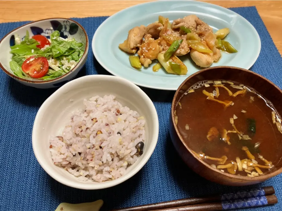 鶏もも肉とネギの照り焼き|青菜さん