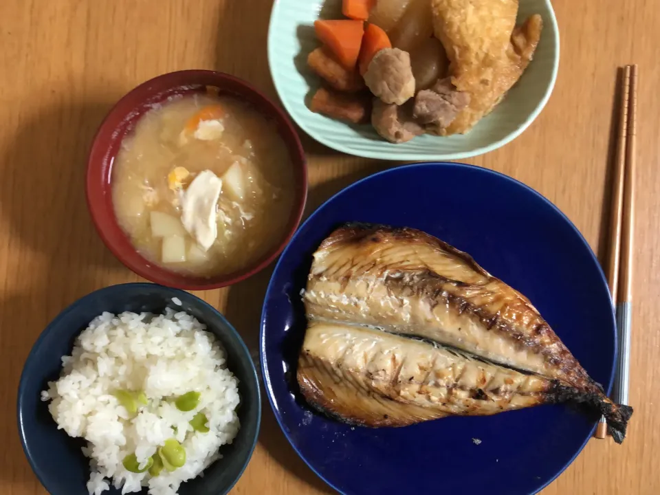 枝豆ご飯&鯵の開き|ここなりさん