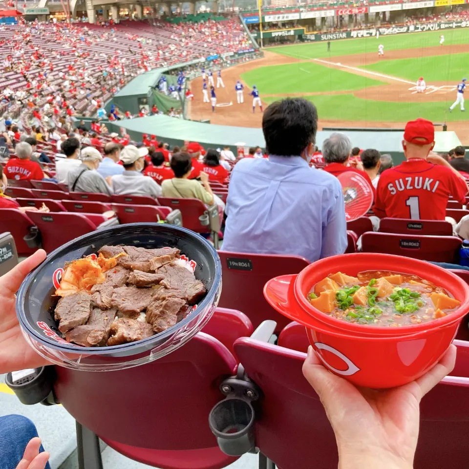 　守護神　栗林の極旨!!  麻婆豆腐丼　　　　野間×2 バリ旨ハラミ丼🥩|ちゃみこさん