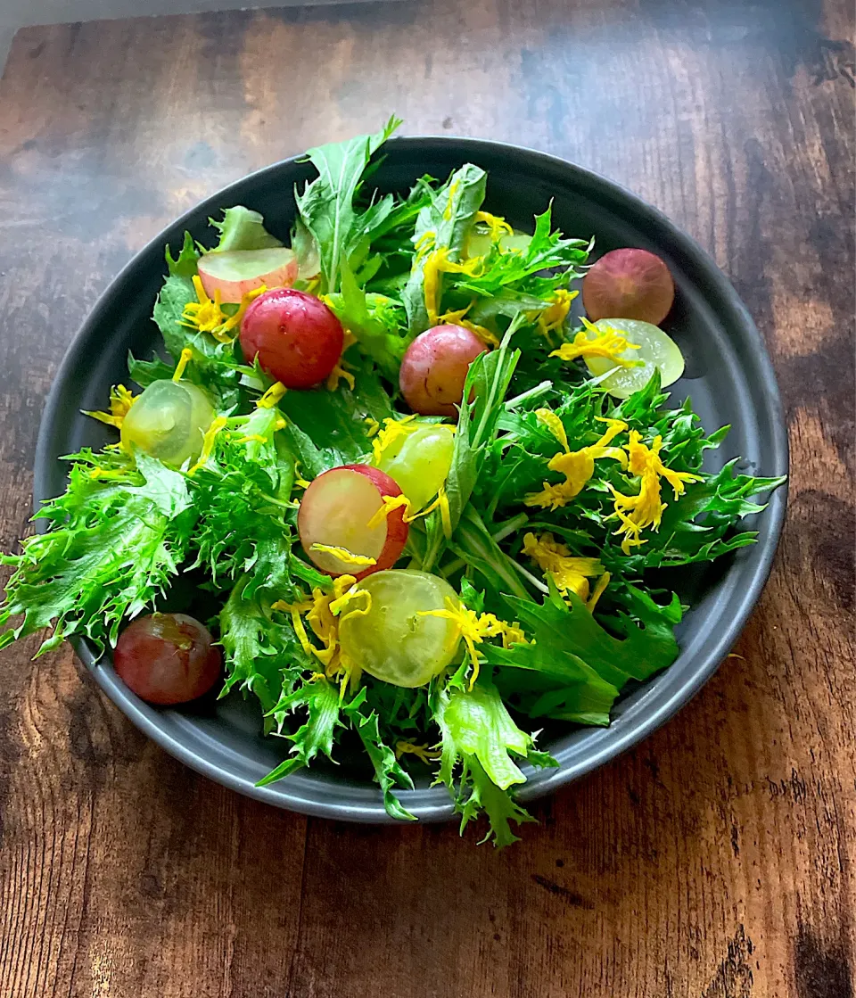 重陽の節句　菊とぶどうのサラダ🥗|とんちんさん