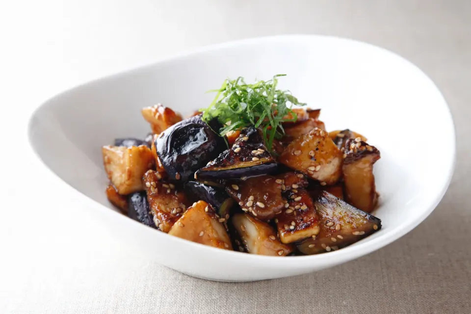 茄子と油揚げ、エリンギの照り焼き|マユマユさん