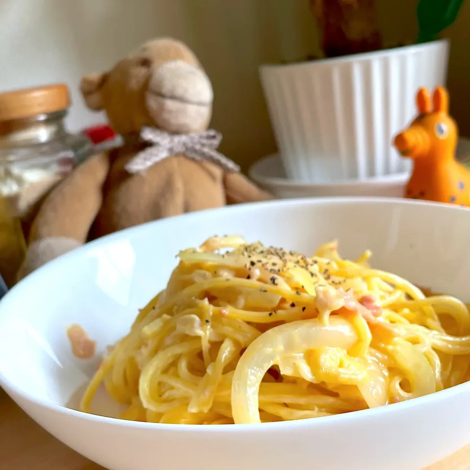 長男作　ばぁばための腎臓病食カルボナーラ|だまさん