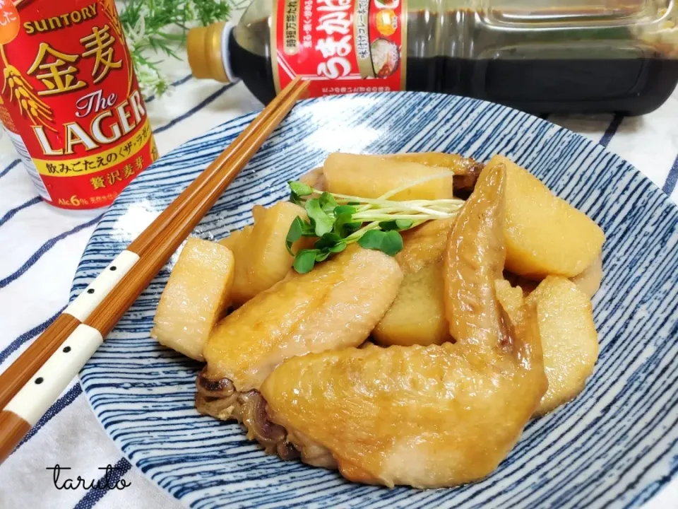 Snapdishの料理写真:うまかばいde手羽先と長芋の照り煮🥢|taruto⭐️さん