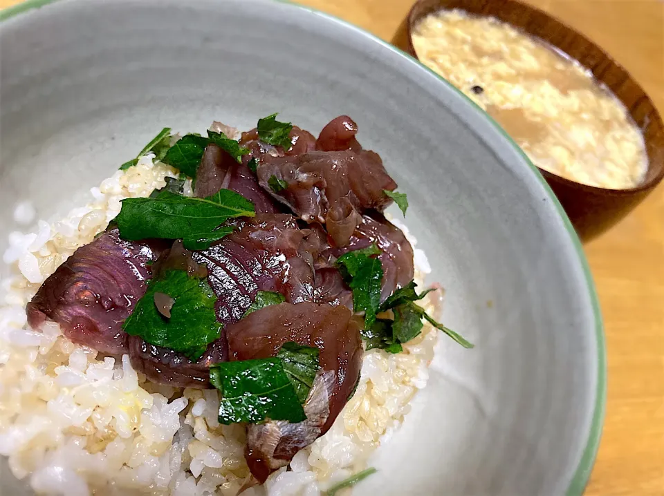 鰹丼と卵スープ|あやさん