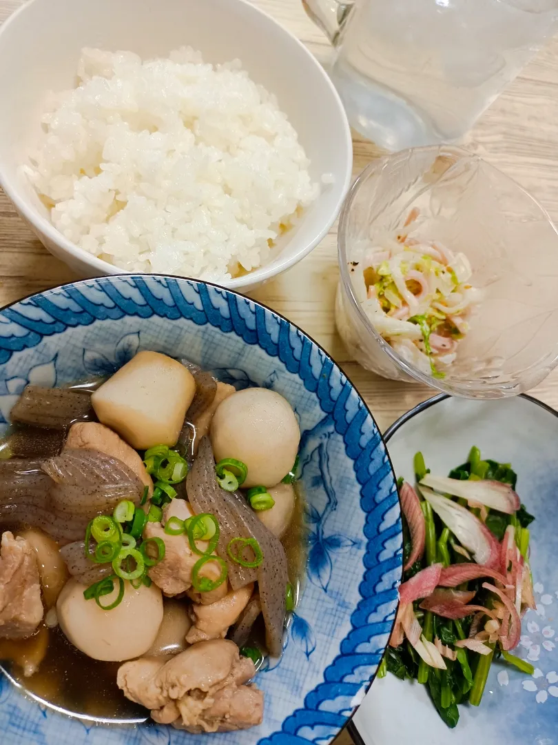 里芋煮　ほうれん草おひたし　白菜サラダ|🍓マツコ🍓さん