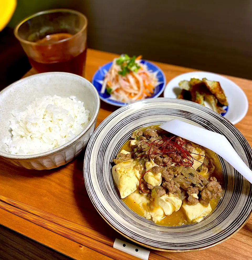 麻婆豆腐　生春巻き風春雨サラダ　ちくわの磯部焼き|ちぐあささん