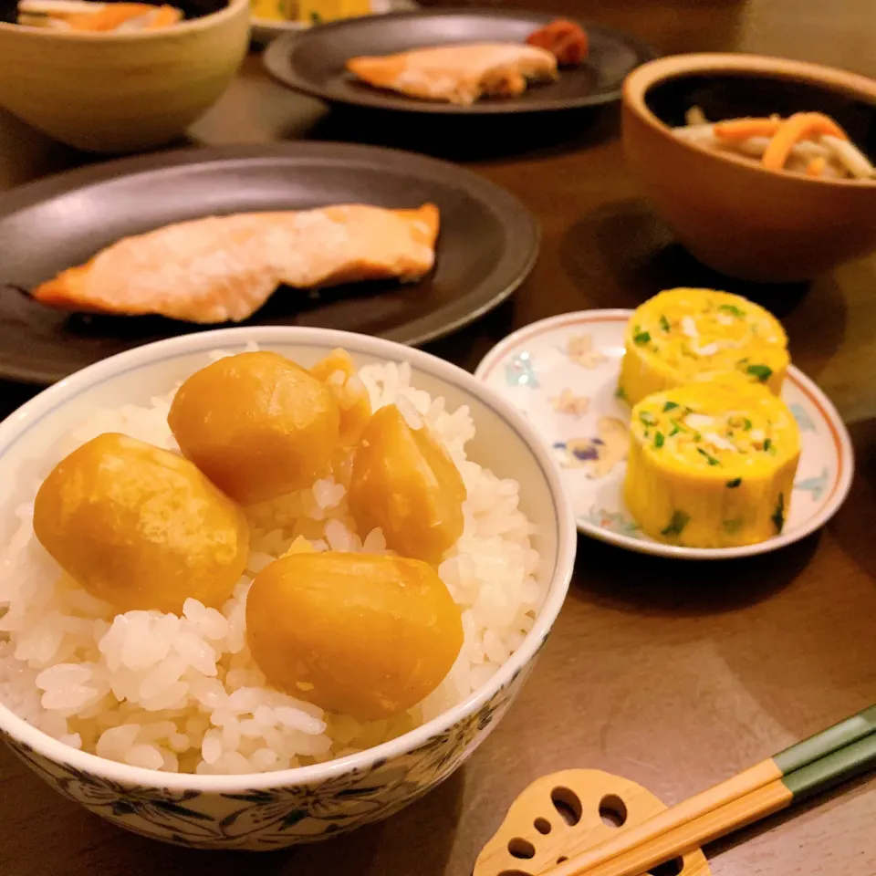 Snapdishの料理写真:気力を高める🌝秋の滋養ごはん🐟🍚🌰🙏🏻|leeさん