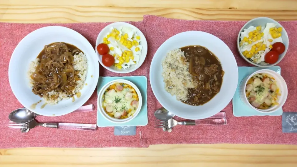 ハッシュドビーフ
かぼちゃチーズ焼き
サラダ|ひろゴーヤさん