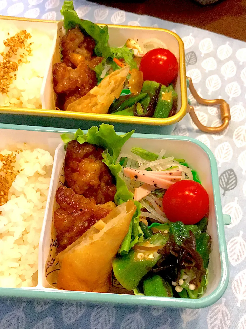 2021.9.14  ＊今日のお弁当＊豚こまハンバーグ＆春雨サラダ＆オクラの塩昆布＊|rinrin*mama*さん