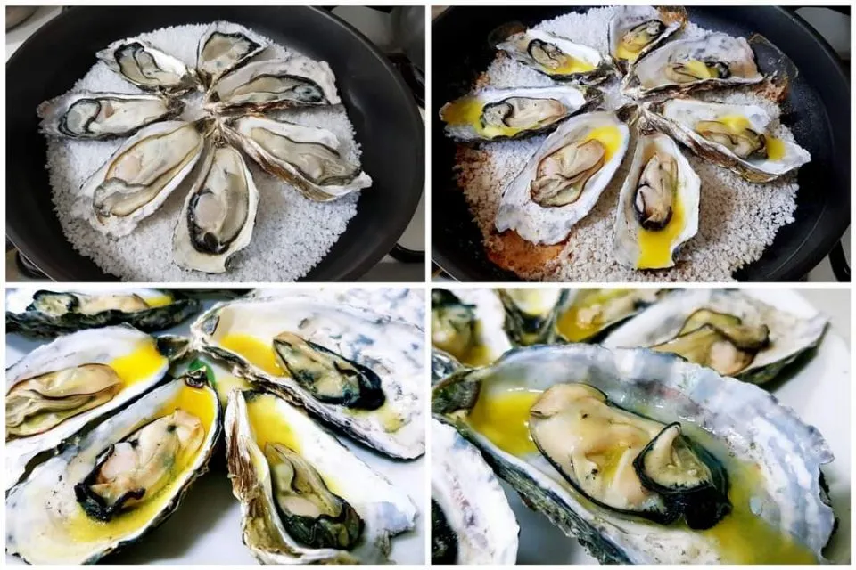 baked oysters over coarse salt|steven z.y.さん