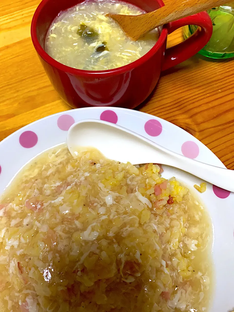 あんかけ炒飯、春雨中華風スープ|kaaaaaさん